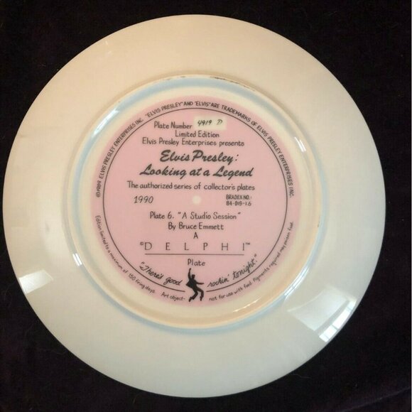 Limited Edition Elvis Presley Collectors Plate "A Studio Session" 1990 By Delphi - Picture 2 of 2